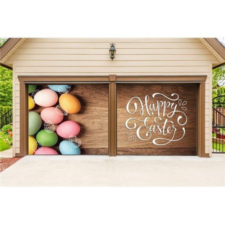 MY DOOR DECOR My Door Decor 285903EAST-002 7 x 8 ft. Happy Easter Eggs Holiday Door Mural Sign Car Garage Banner Decor; Multi Color 285903EAST-002
